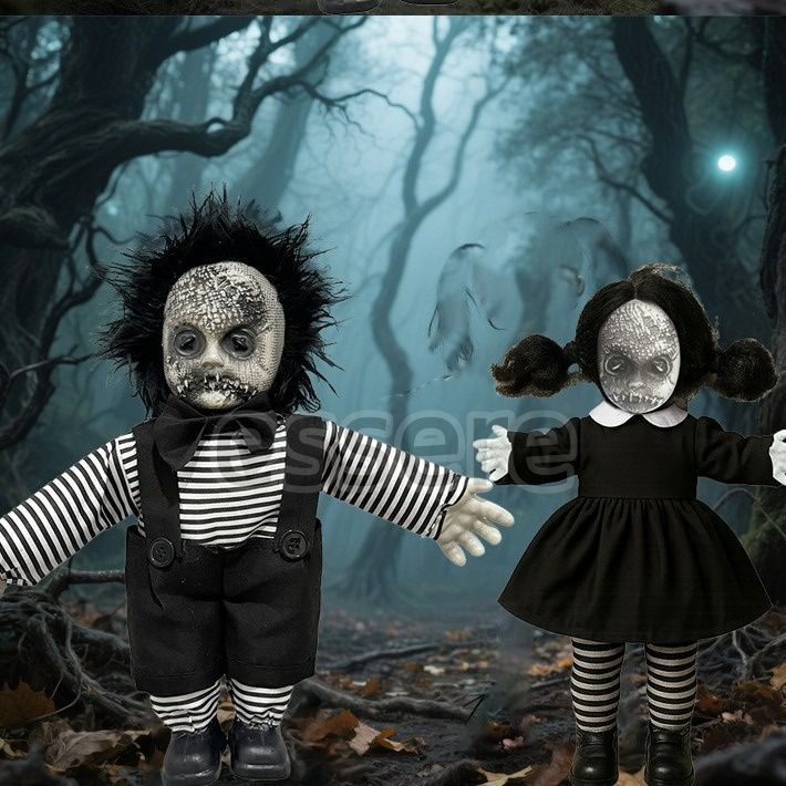 ハロウィン デコレーション 怖いお化け人形 ホラーハウス デコレーション 小道具 人形 装飾 不気味な顔 ホラー風 ハロウィン パーティー 商店装飾 に最適 黒い 人形セット