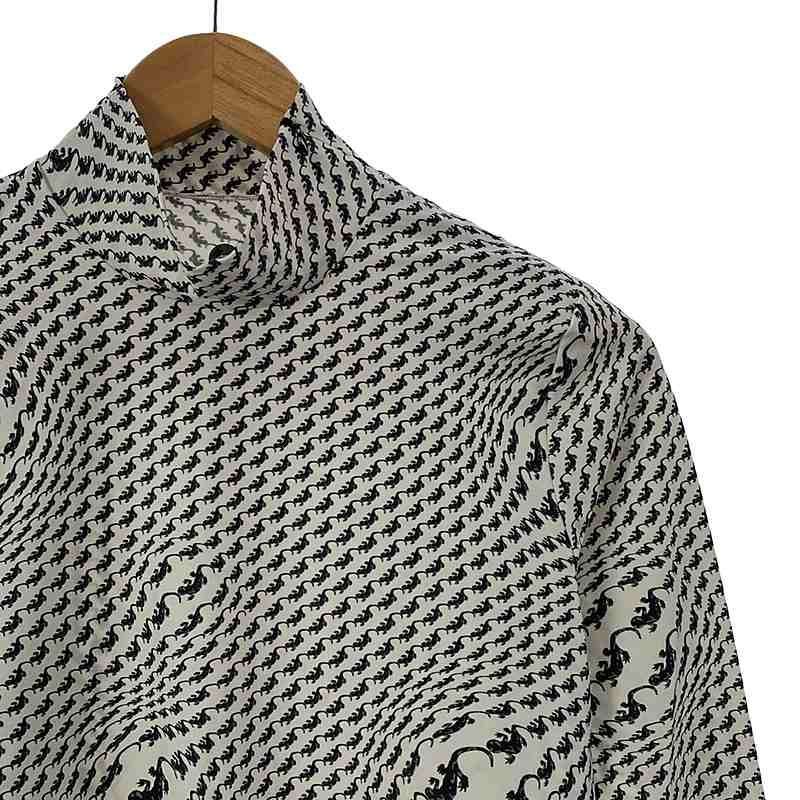 【美品】  MARINE SERRE / マリーンセル | 2020AW | SECOND SKIN TURTLENECK TOP トカゲプリント タートルネック カットソー ロンT | L | ホワイト / ブラック | レディース 美品】 MARINE SERRE / マリーンセル | 2020AW | SECOND SKIN