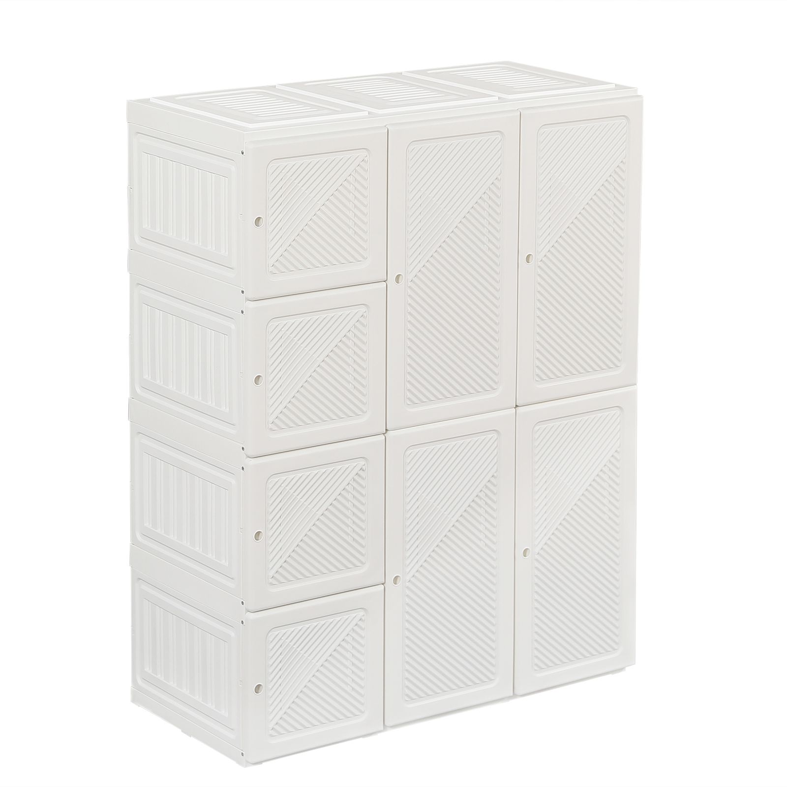 幅104*高さ170cmホワイト扉】ワードローブ クローゼット 折り畳式 収納