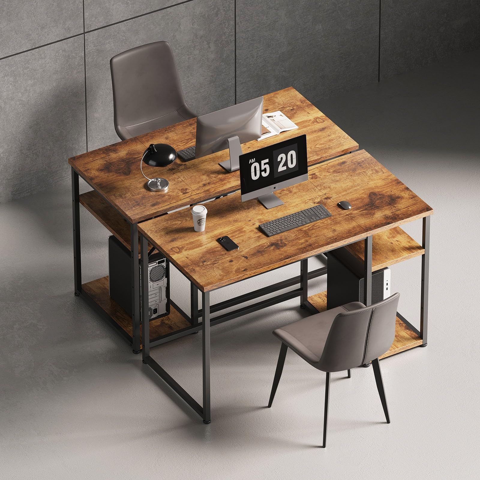 SZ122LHM ビンテージ 幅120*奥行55cm table スチールウッド簡易棚付き