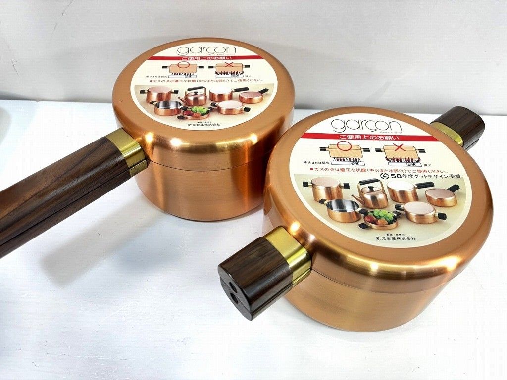 新光金属 - s25t-0584y【中古】【未使用】garcon　新光金属　ギャルソン　cooper100　両手鍋　片手鍋　鍋　セット 新光金属 - s25t-0584y【中古】【未使用】garcon 新光金属
