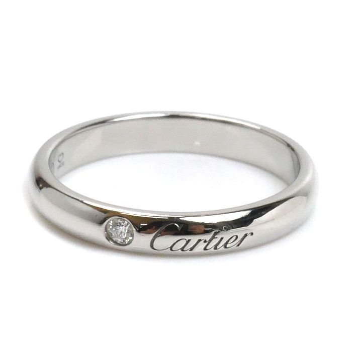 CARTIER カルティエ Pt950プラチナ ウェディング 1P ダイヤ リング  