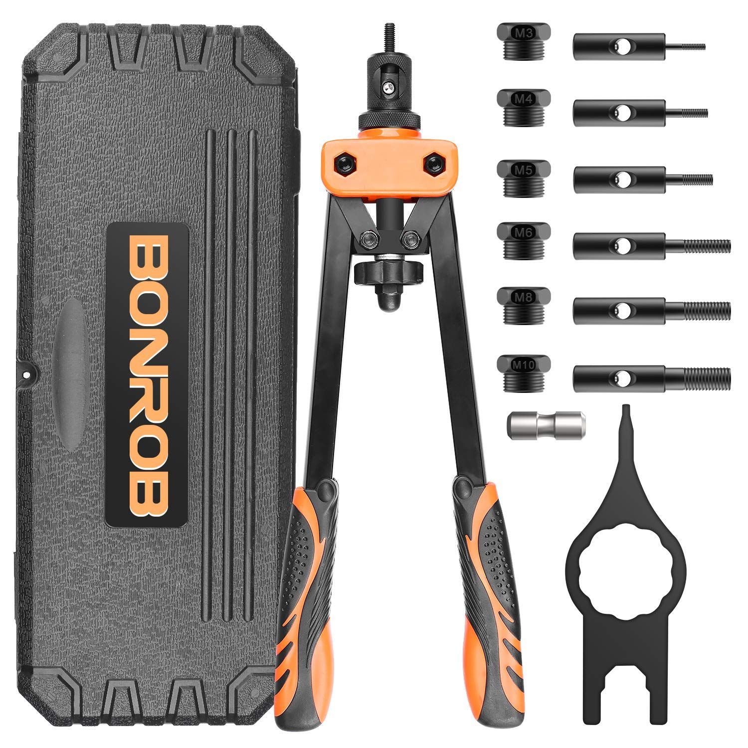 新品 BONROB ハンドリベッター セット 両手式 M3/M4/M5/M6/M8/M10などに対応 リベット ハンドナッター BO009 (14インチ)