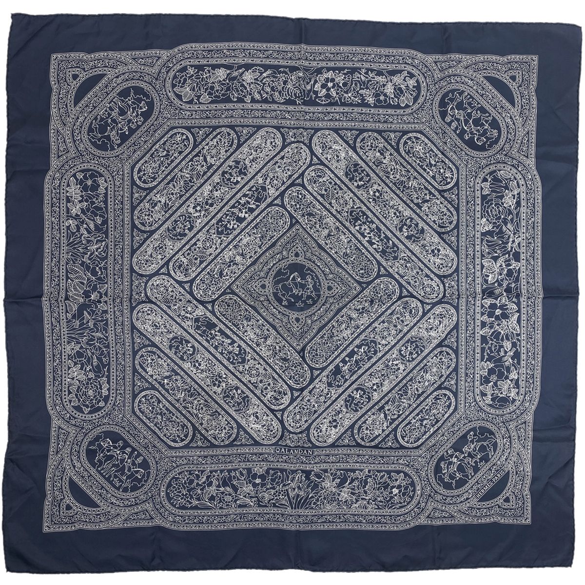 エルメス HERMES カレ 90 QALAMDAN カラムダン 花柄 スカーフ シルク 