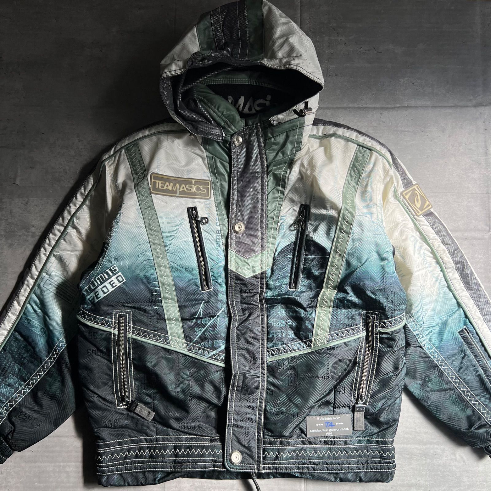 asics TEAM アシックス ヴィンテージ グラフィックデザイン スキーウェア セットアップ ウィンタースポーツ アウトドア Lサイズ