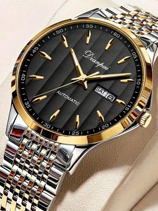 腕時計 メンズ 機械式 ディアンパイ メンズ 自動巻き機械式腕時計 ステンレススチールバンド カレンダー表示 発光ミニマリストファッションカジュアルメンズ腕時計 - 理想的なギフトチョイス