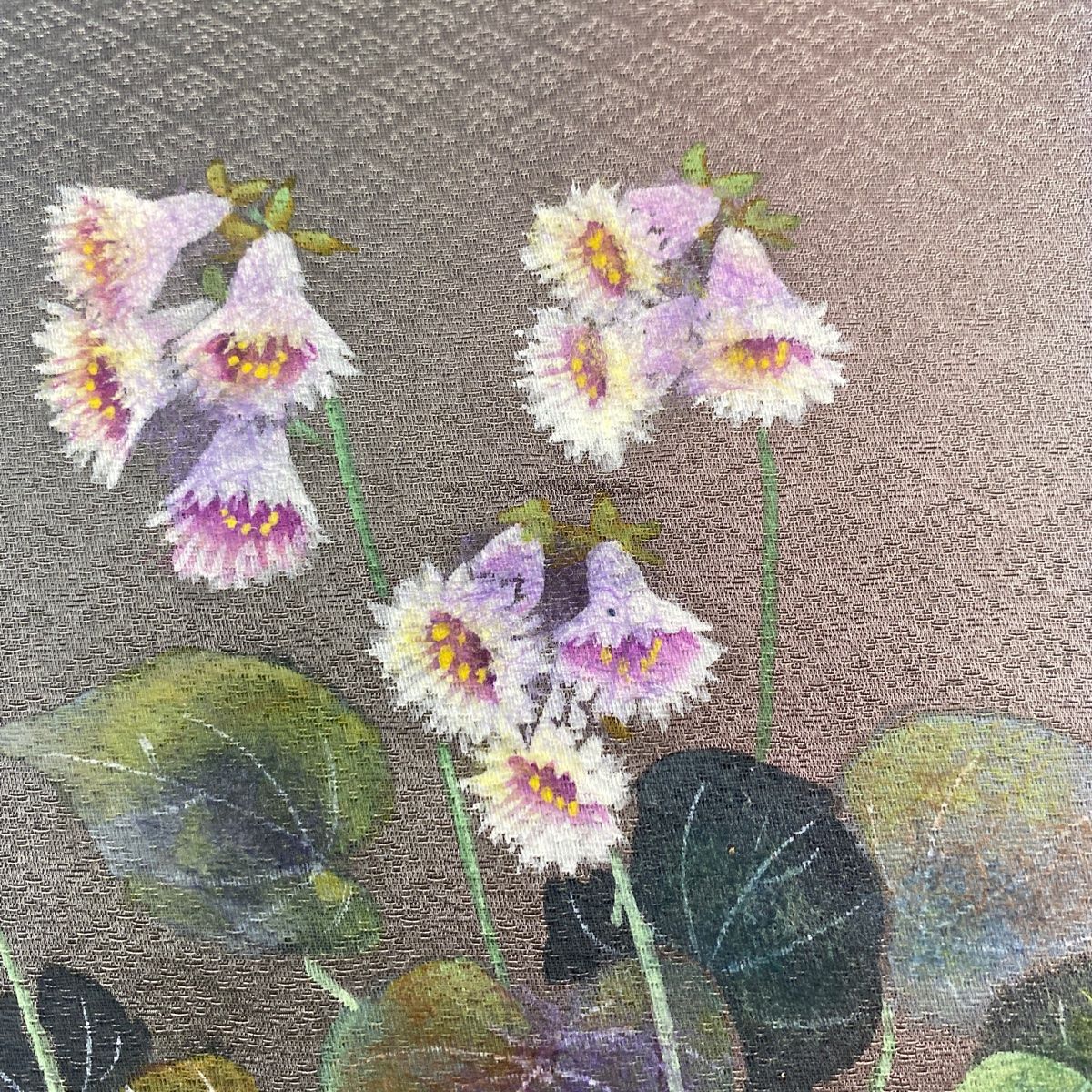 袋帯 美品 秀品 落款 草花 銀糸 紫 お太鼓柄 正絹 【中古】 - バイセル 