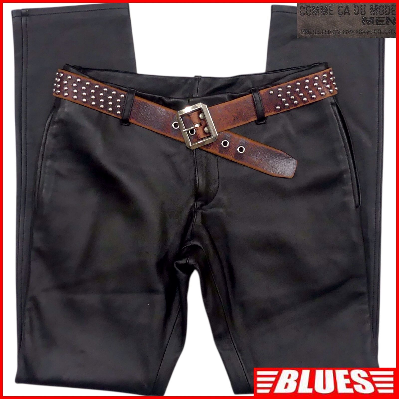 COMME CA DU MODE コムサデモードメンレザーパンツ M 本革 革パンツ 本皮 羊革 黒 レザーパンツ_ウエスト73cmから77cm一覧←SEULB屋着古← TY3810