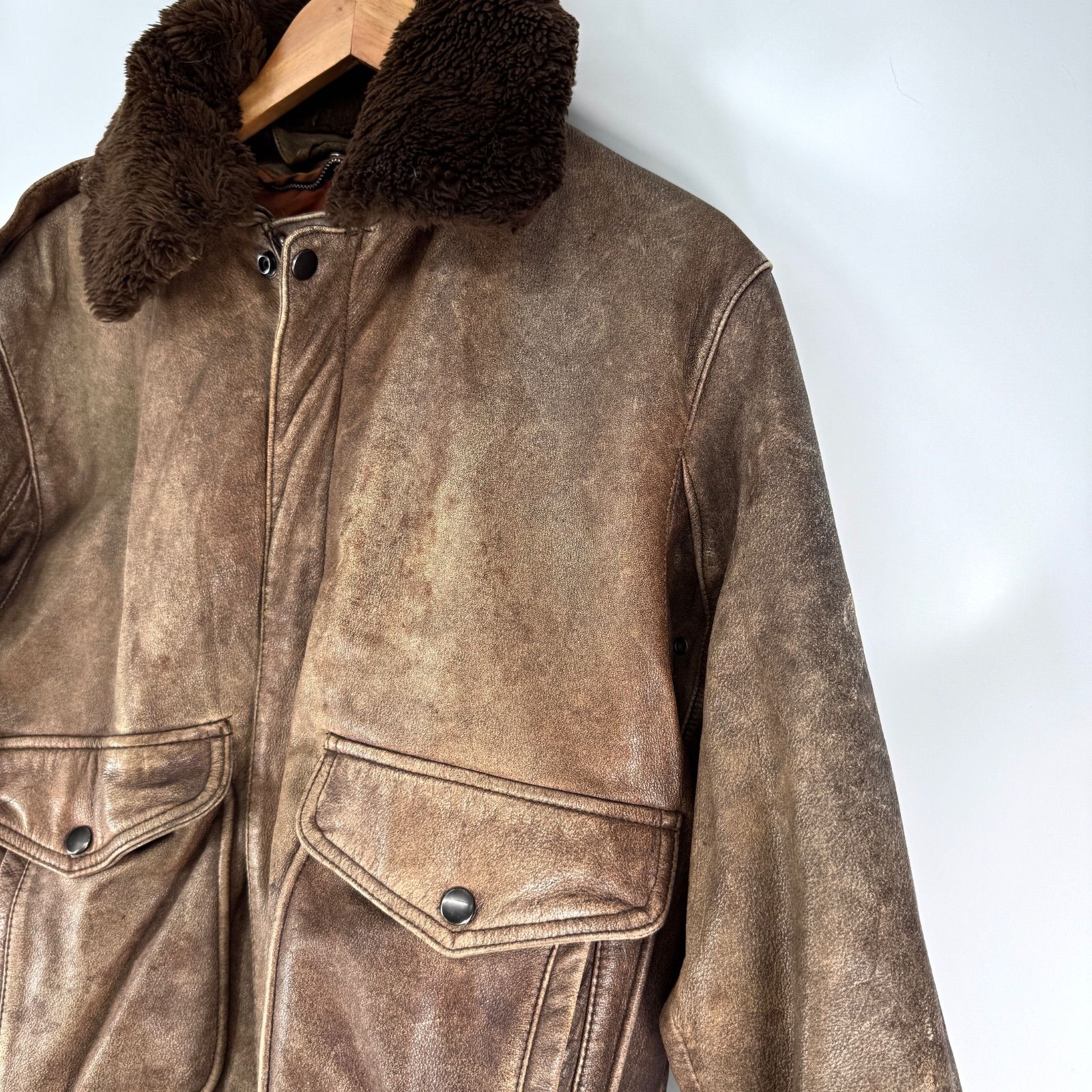 90s ヴィンテージ 牛革 フライトジャケット レザージャケット ボア