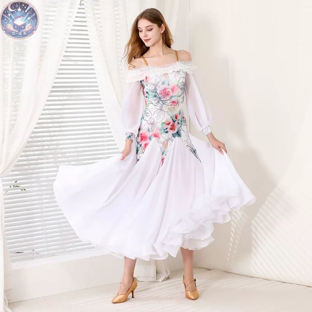 新品 未使用 花柄スタンダードワンピース ダンスパーティーにも最適