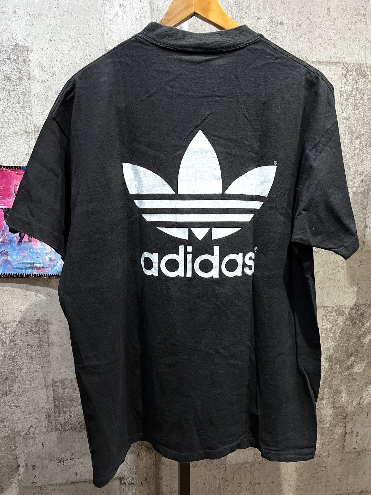 90'S USA製 アディダス 両面トレフォイル Tシャツ 黒 L メンズ