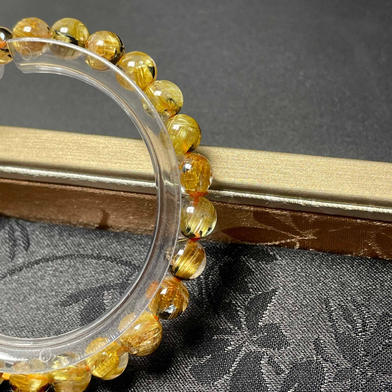 【開運・金運】高級 太陽花 タイチンルチル 13.8-14.7mm ブレスレット 夢色 EU製 ☆太陽花タイチンルチル☆黄金針水晶 金運 開運