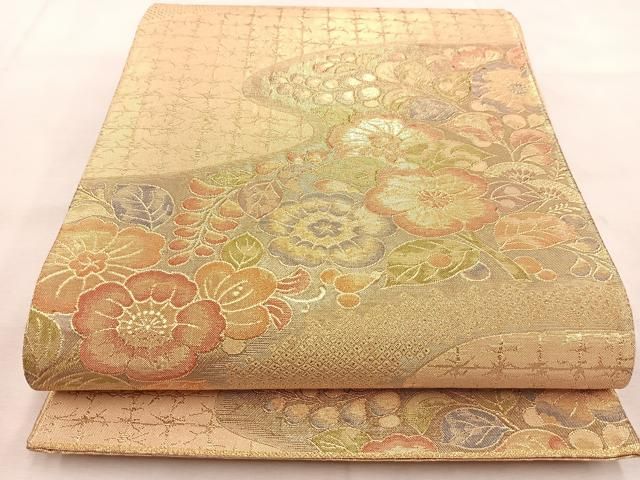 ［六通］袋帯　中古美品　金彩辻が花紋　金唐革織　434cm O-391 六通］袋帯 中古美品 金彩辻が花紋 金唐革織 434cm O-391 - メルカリ