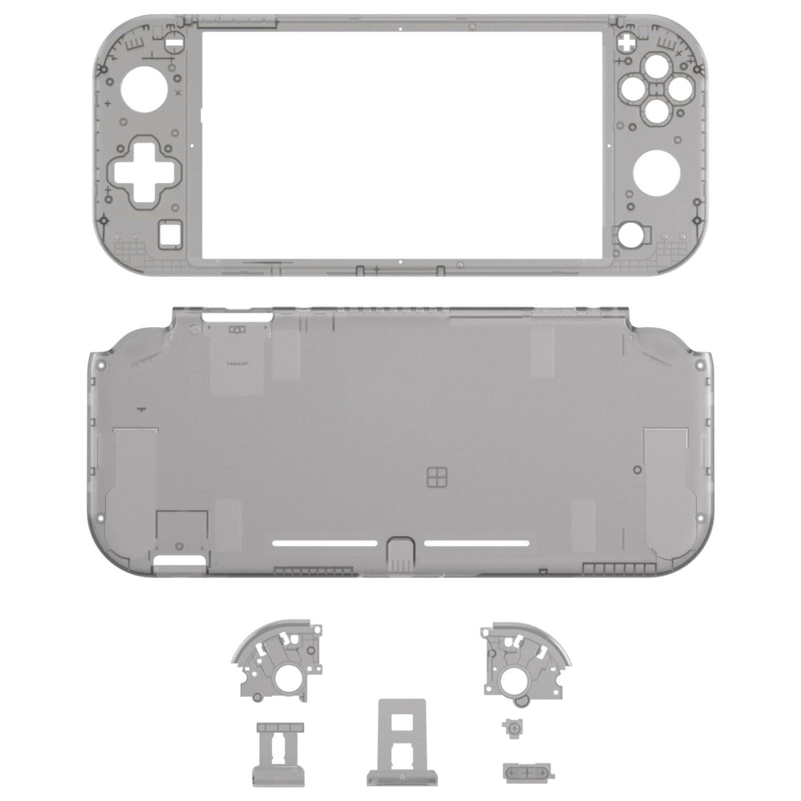 【次回入荷予定なし】switch liteに対応用DIY互換するケース（クリアブラック）スクリーンフィルム付き、nslハンドヘルドコントローラーカスタムケースカバーハウジング nintendo eXtremeRate