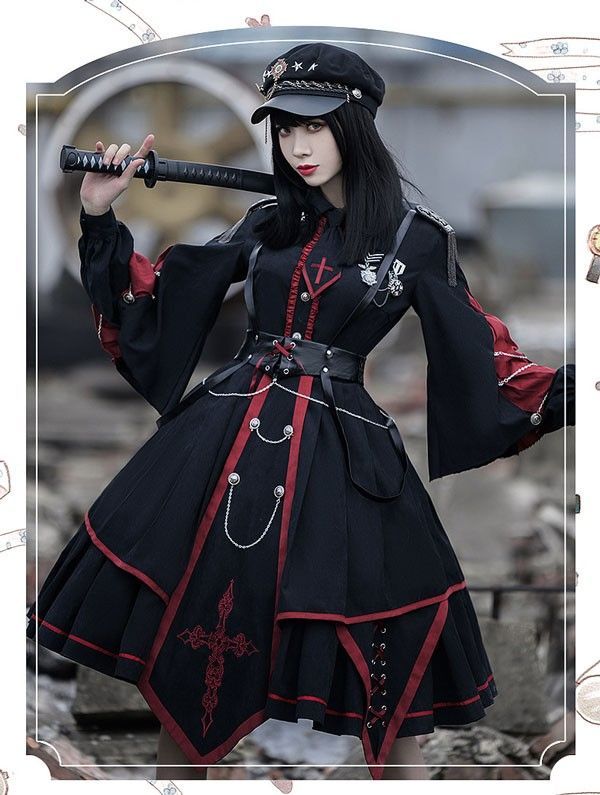 ロリータ ワンピース 軍服 Lolita系 コスプレ パーティー ゴスロリ セーラー服 ロリ 制服 学生服 萌え萌え 少女ウェア レディース 二次元ドレス 学園祭 文化祭 イベント 可愛い