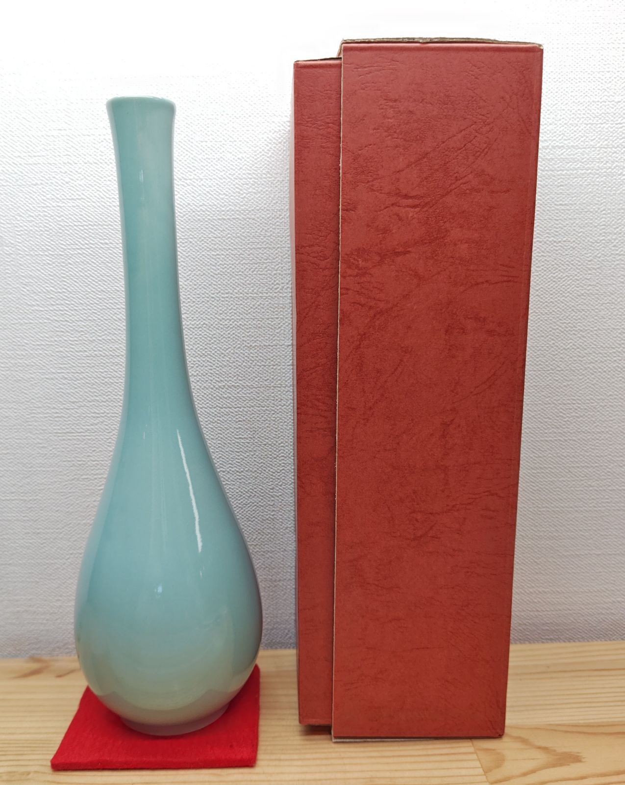 【在庫処分】 花入 逢絢亭・新品】茶道具 美濃焼 紙箱 金新窯 青磁 鶴首花入 工芸品