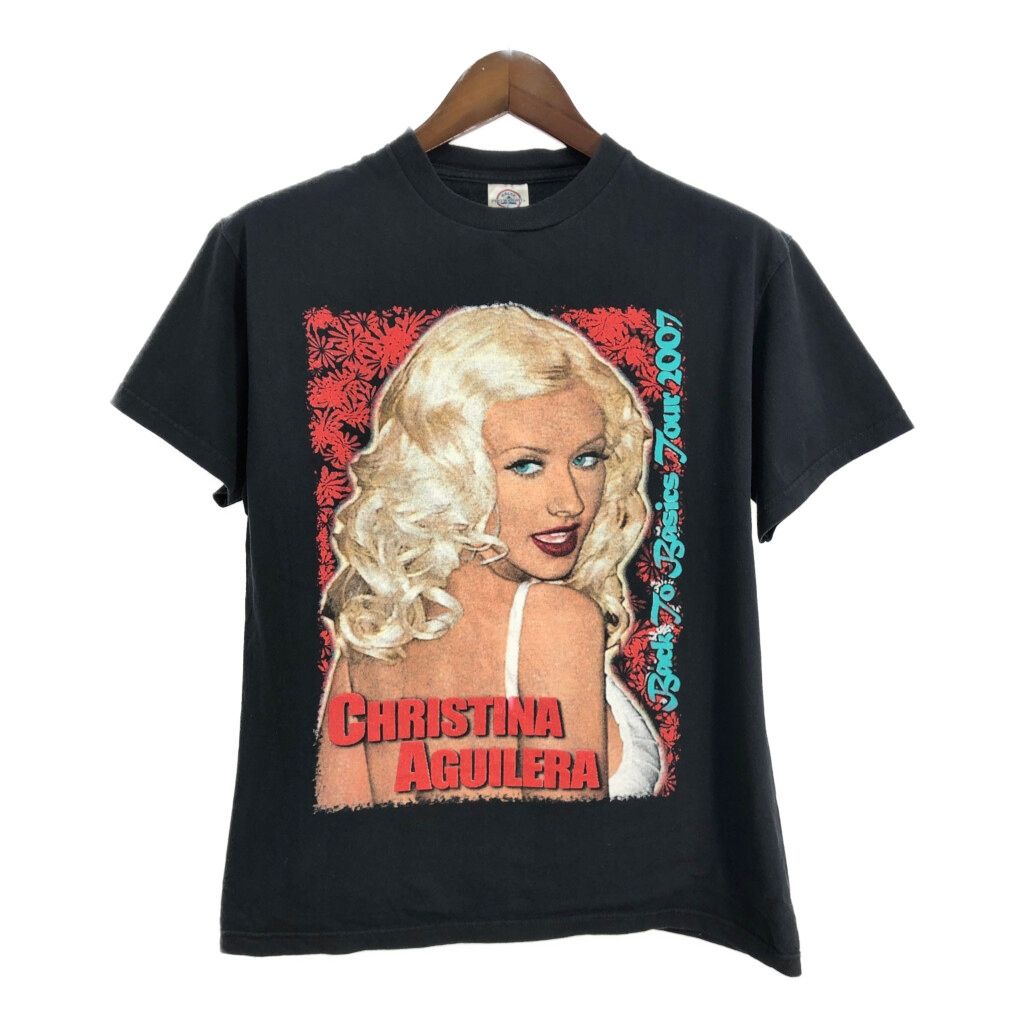 00年代 Christina Aguilera クリスティーナ アギレラ 2007 ツアーＴシャツ ミュージシャン ブラック メンズ M 古着 U1493