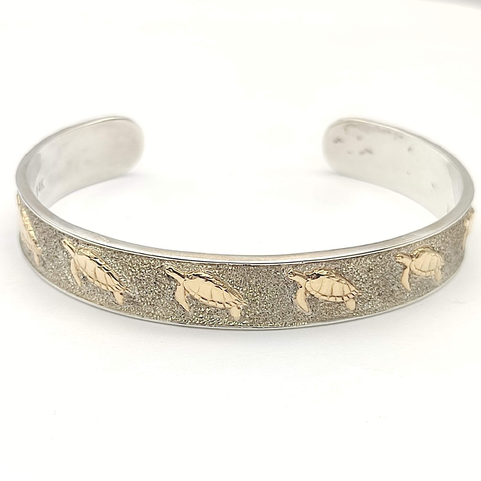 美品】KABANA カバナ ハワイアンジュエリー ホヌバングル K14×シルバー 