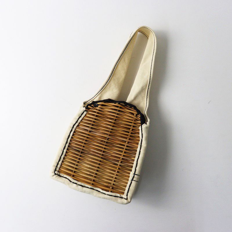 エバゴス Eワッペン ハンドバッグ カゴバッグ キャンバス 鏡付き