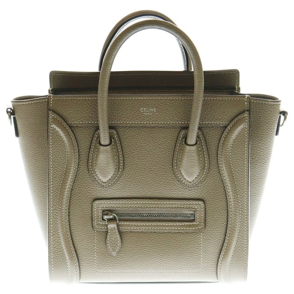 CELINE セリーヌ LUGGAGE NANO ラゲージ ナノ 2WAY レザーハンドバッグ ショルダーバッグ スリ ブラウン レディース