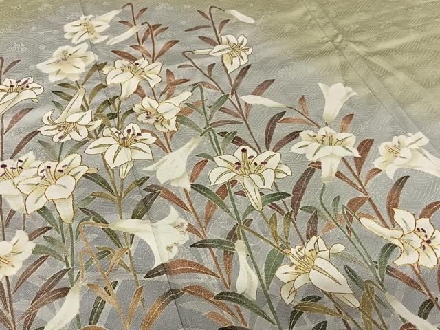 平和屋着物○京の名門 じゅらく謹製 帝王紫 訪問着 駒刺繍 百合 暈し  