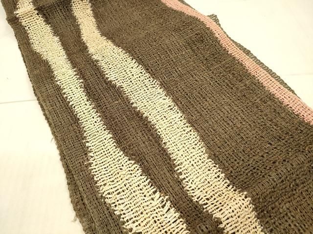 平和屋着物*夏物 八寸名古屋帯 間道 正絹 DAAX8663cm