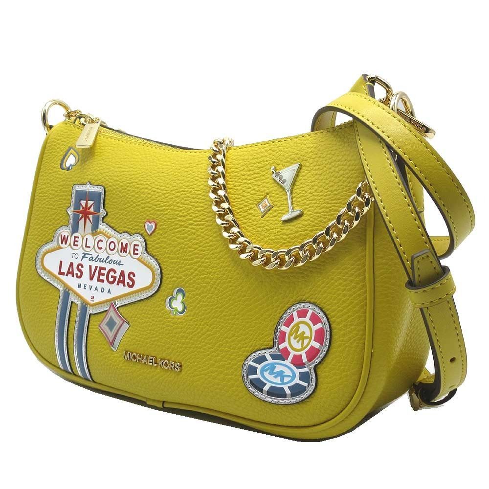 マイケルコース 35F5G1QC6V HONEY ハニー バッグ ショルダーバッグ MICHAEL KORS CARMELA メタルロゴ パッチ ミディアム チェーン ポシェット クロスボディ 2WAY 斜め掛け アウトレット レディース