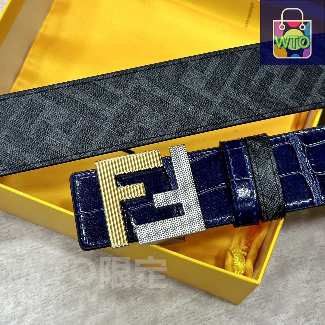 FENDIカジュアルベルト FFスクエアベルト レザー ブラック | Fendi