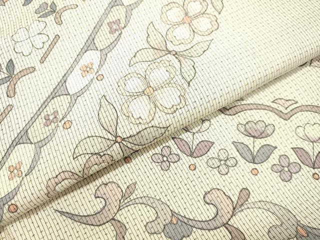 平和屋着物○本場縞大島紬 訪問着 作家物 洋花唐草文 正絹 逸品