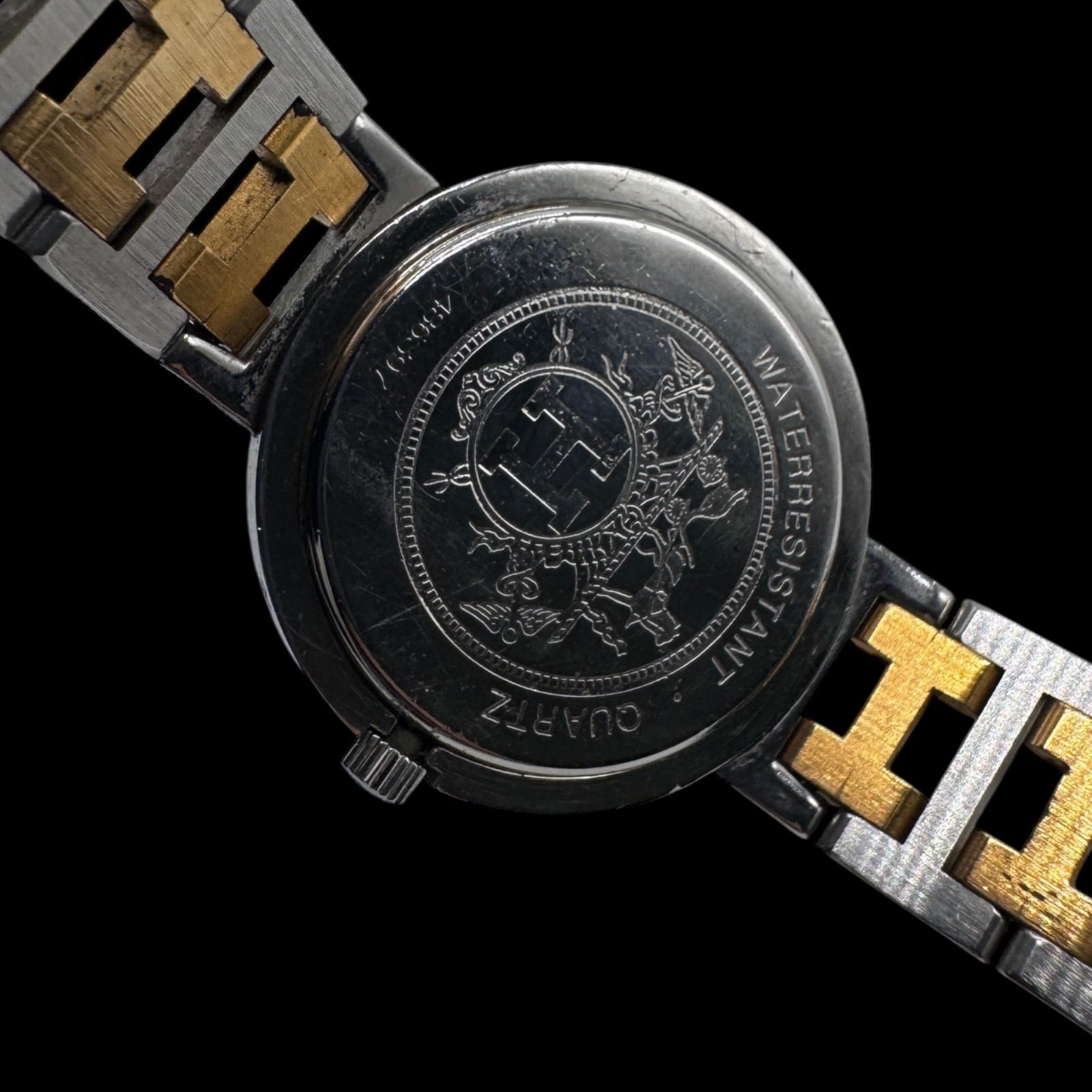 稼働 HERMES エルメス クリッパー デイト Hベルト コンビ
