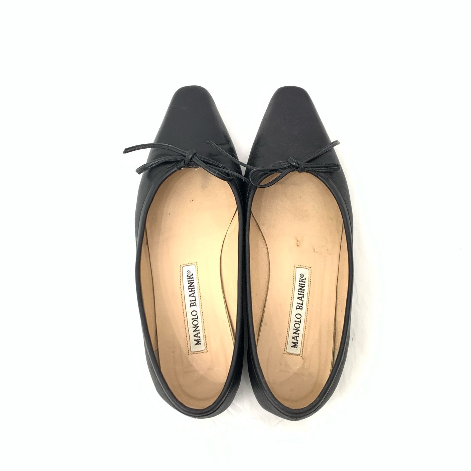 MANOLO BLAHNIK マノロブラニク フラット バレエシューズ パンプス ブラック 35.5 ◆