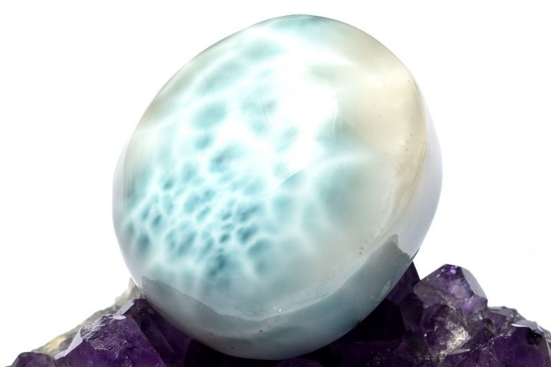 １点物 美しい水面模様 ラリマー 29x25mm オーバル ルース パワーストーン 天然石 _PC6523 NEXPOTALLINN_EU