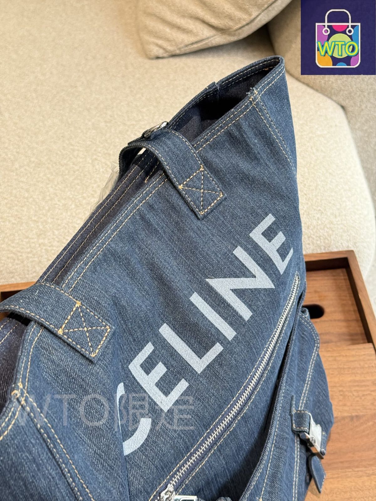 【24AW NEW】CELINE_unisex / ロゴ入り デニムトートバッグ 2022激安セール】CELINEコピーセリーヌトートバッグデニム生地