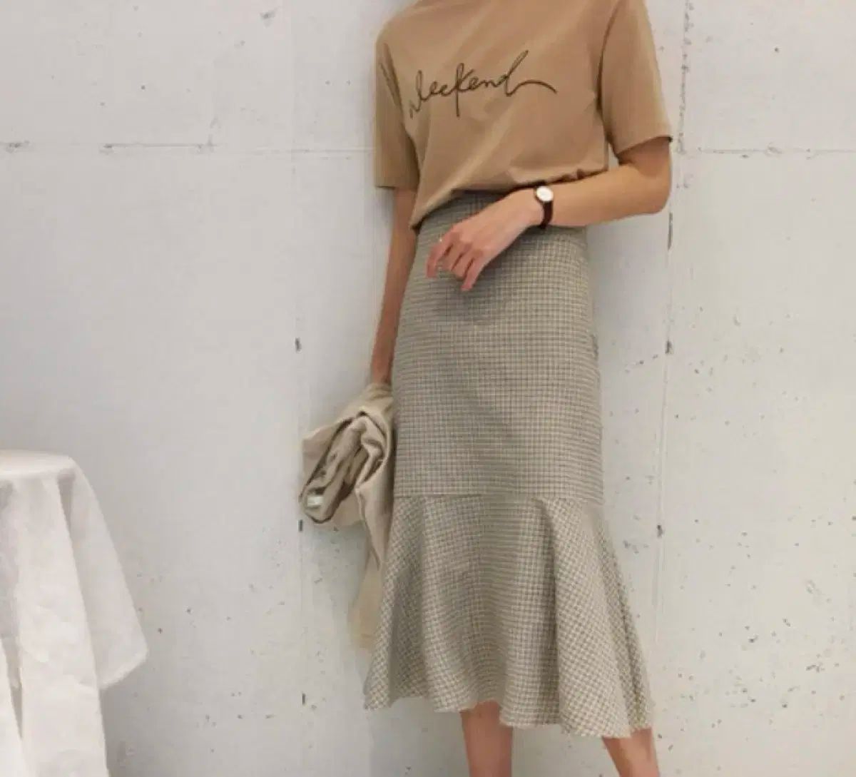 ソフト Tシャツ ウエスト後ろゴム チェック柄スカート S