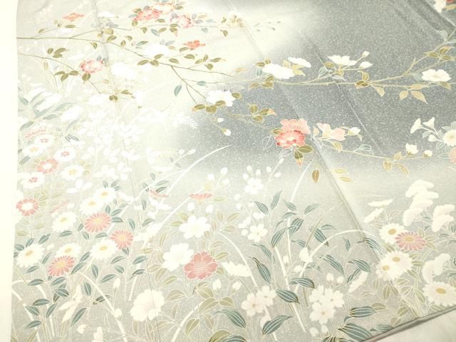 平和屋着物○訪問着 友禅 草花文 暈し染め 正絹 逸品 DAAU0646tw