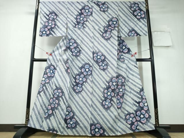 平和屋着物∴夏物　浴衣　有松鳴海絞り　斜線舞花文　綿　逸品　未使用　CAAY4669ng 平和屋着物∴夏物 浴衣 有松鳴海絞り 斜線舞花文 綿 逸品 未使用