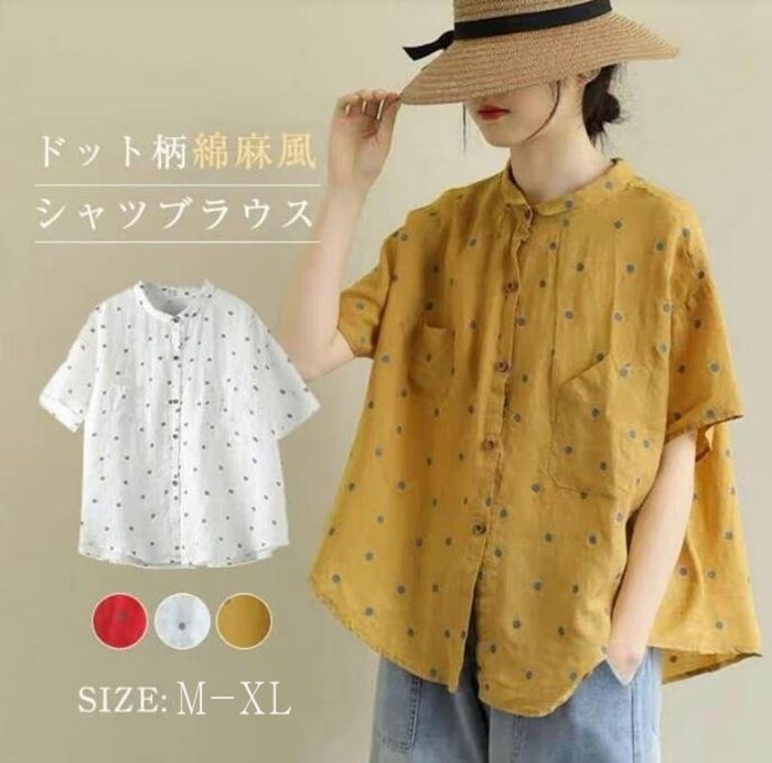レディース Tシャツ カットソー ゆったり 夏 半袖 トップス ブラウス 綿 麻 リネン風 大きいサイズ 体型カバ― カジュアル 快適 通勤 通学 家着用 着痩せ 綿麻風 シャツ ブラウス 半袖 レディース 大きいサイズ 体型
