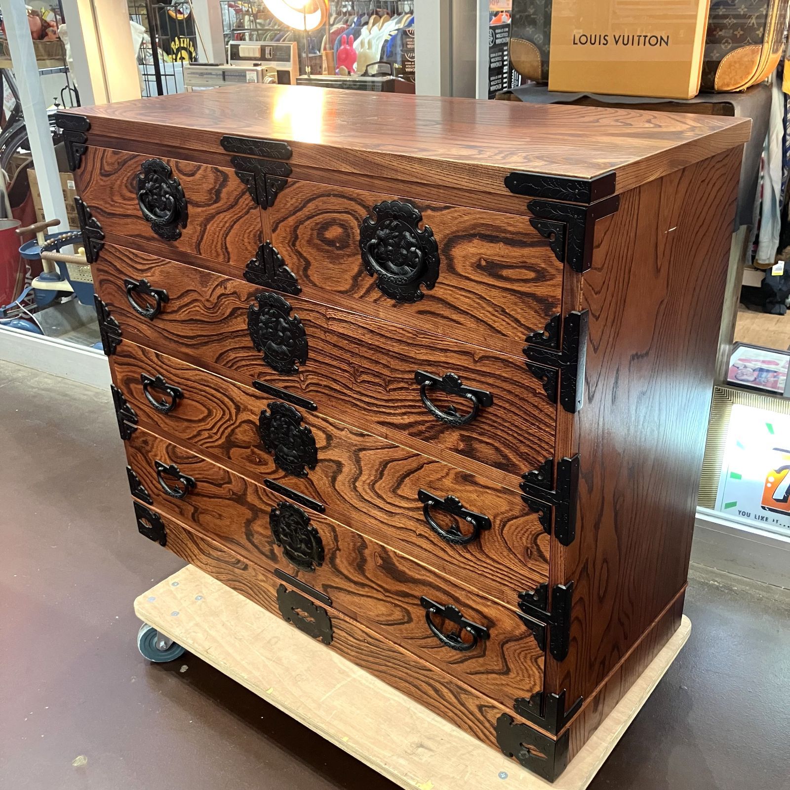 岩谷堂箪笥 4段 ダークブラウン 岩谷堂 タンス ブラウン 桜木作 鍵付き【小】 150 4段