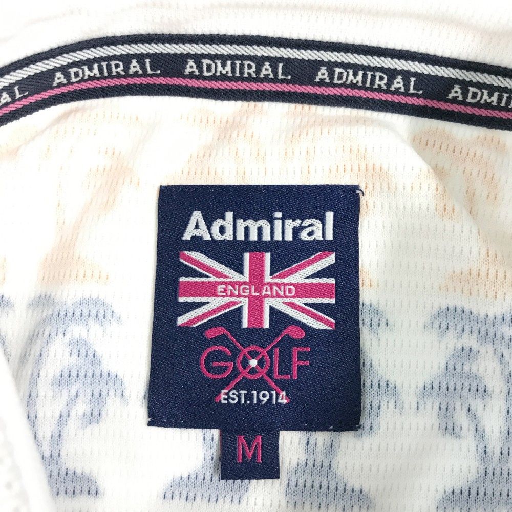 ADMIRAL アドミラル ノースリーブワンピース 新品admiral ポロ golf ADMIRAL アドミラル ノースリーブ ポロ ワンピース ヤシの木 総柄 ホワイト系 M [240101577719] ゴルフウェア レディース