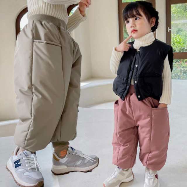 中綿パンツ キッズ 子供 ダウンパンツ 裏起毛 ロングパンツ あったか