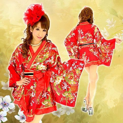新品】9275フリル着物ミニドレス 着物ドレス キャバ 花魁 和柄