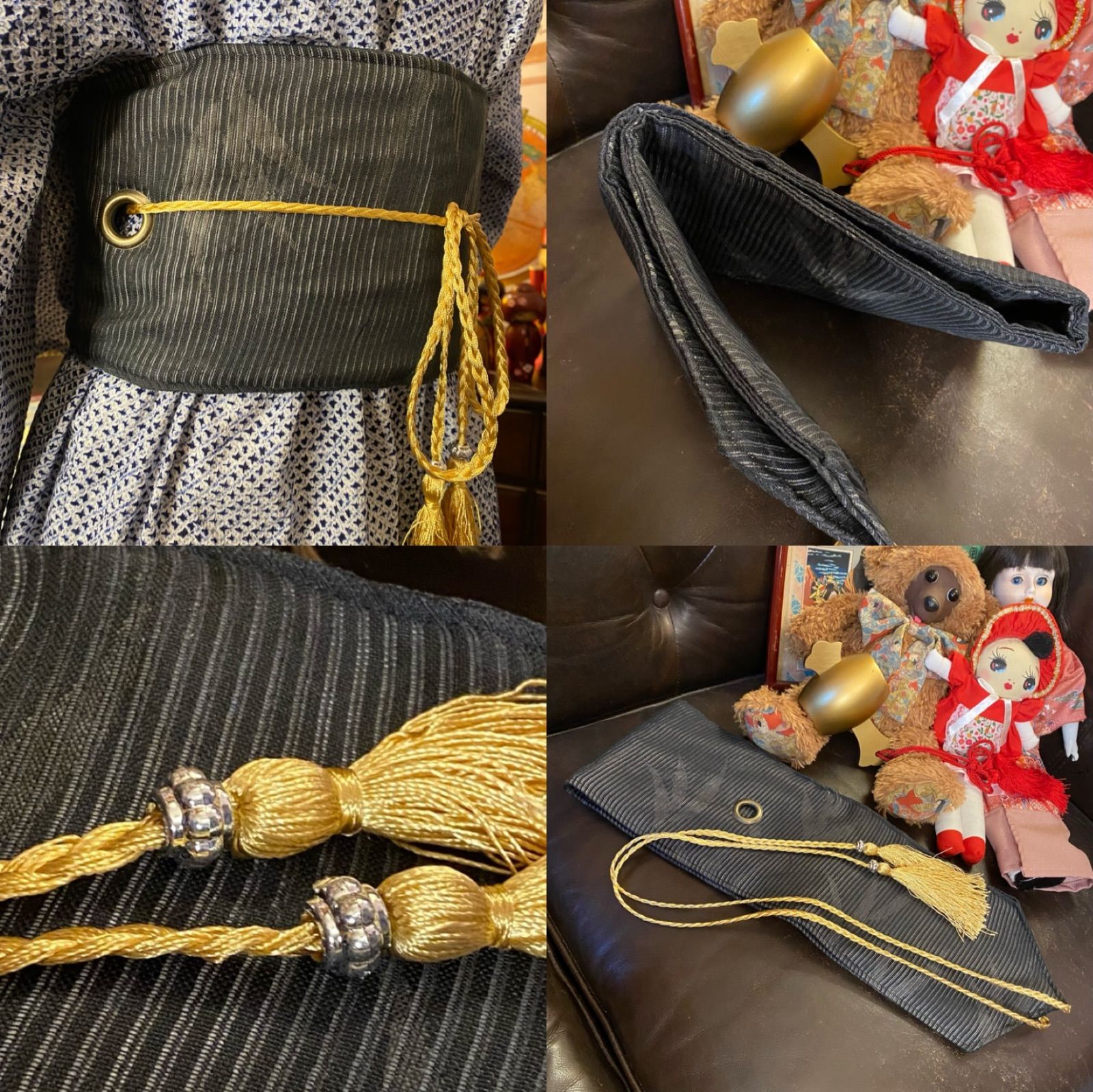 和洋折衷 有松絞り浴衣 リメイク ワンピース ドレス夏帯サッシュベルト