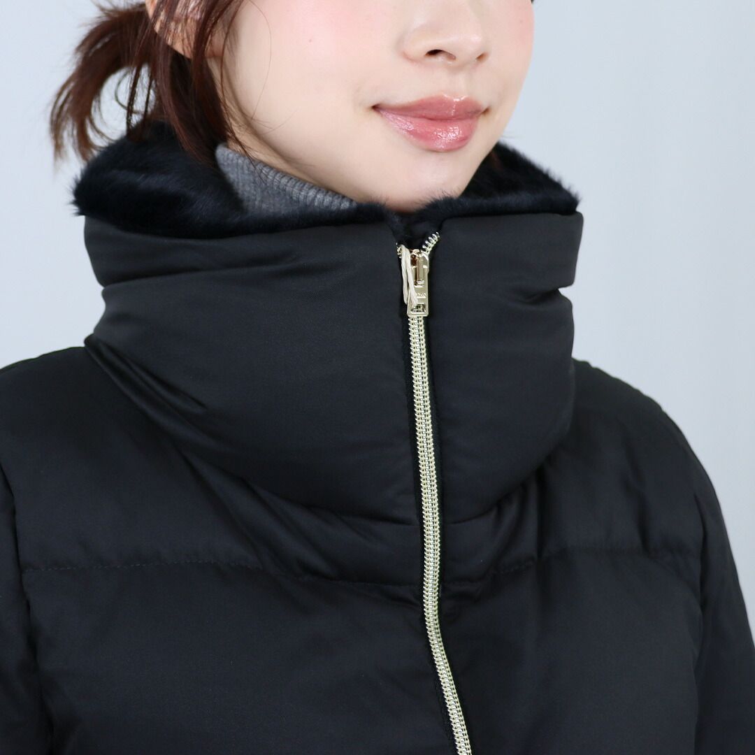 送料無料。 ヘルノ HERNO レディースダウン ダウンジャケット アンデール フェイクファー PI002141D 12414Z 9300 BLACK