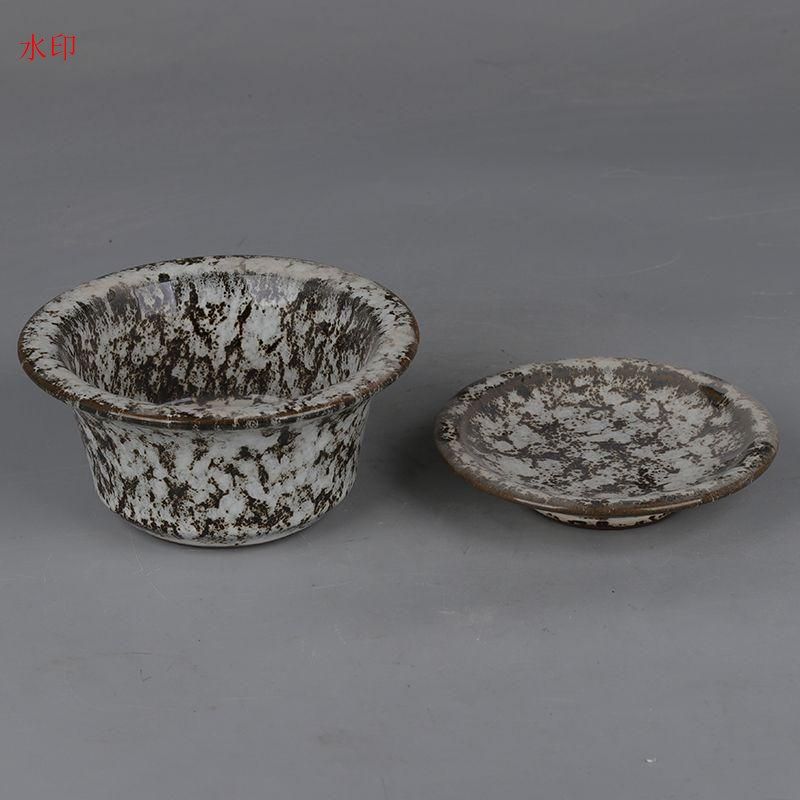 【人気No.1】 窯変褐白釉菖蒲多肉帯託開口鉢 大品 小品盆栽鉢 植木鉢 盆栽鉢 工芸品