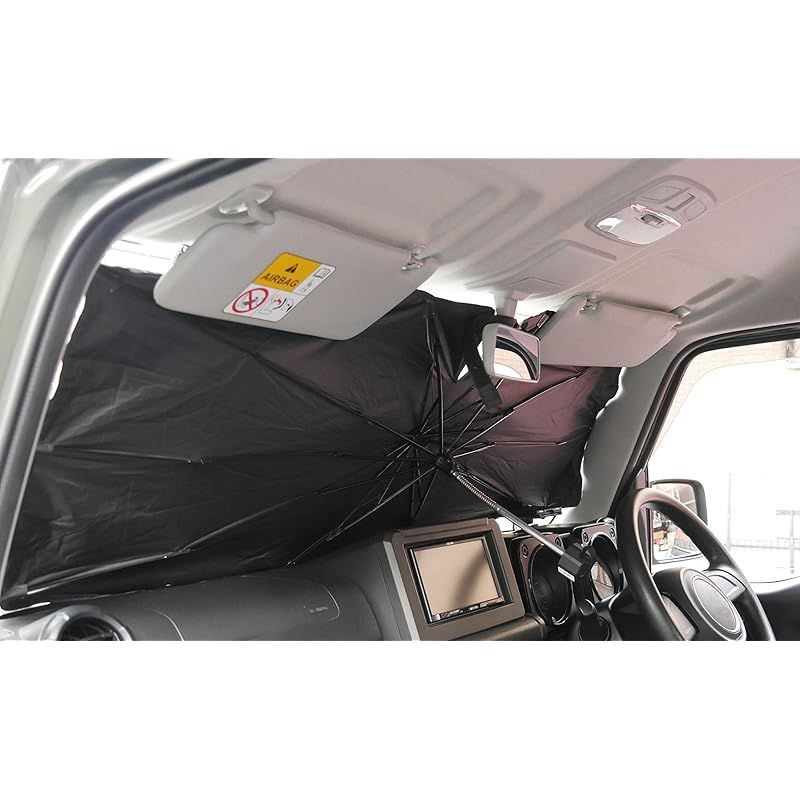 エマーソン(Emerson) 車内用品 日よけ ジムニー専用 傘型シェード ジムニー(JB64)/ジムニーシエラ(JB74)専用 遮光 遮熱 曲がるシャフト ルームミラー部スリット設計 吸盤不使用 簡単着脱 10本骨組み 丈夫 収納ケース コンパクト 44 1