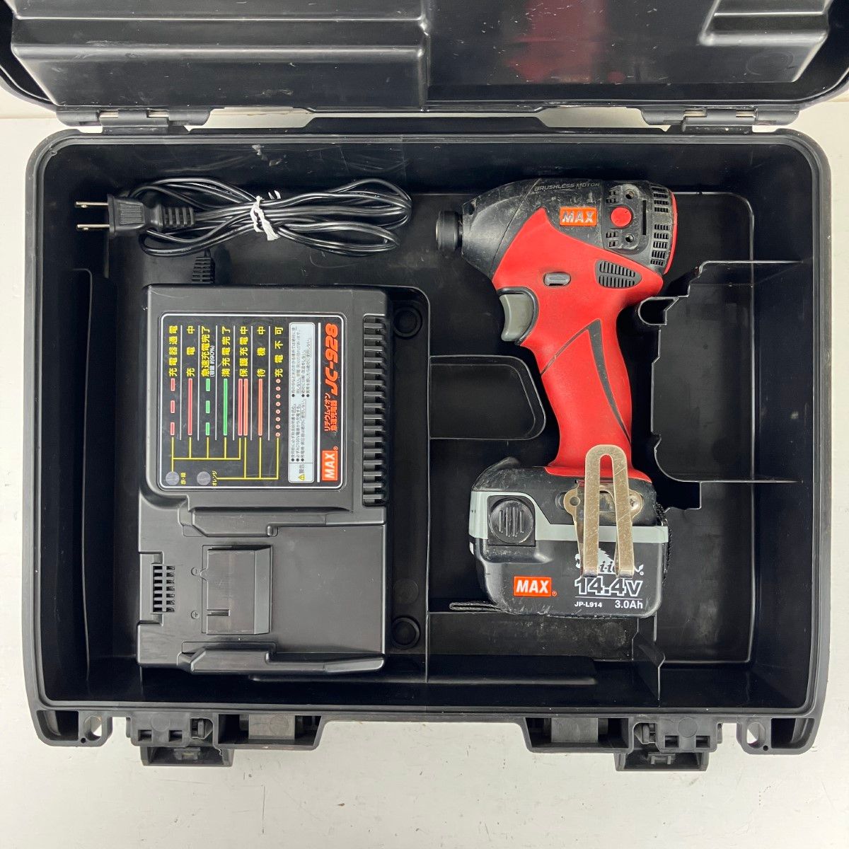 ЗЗMAX マックス 14.4v インパクトドライバ バッテリーx1 充電器 ケース付 PJ-ID144 レッド×ブラック
