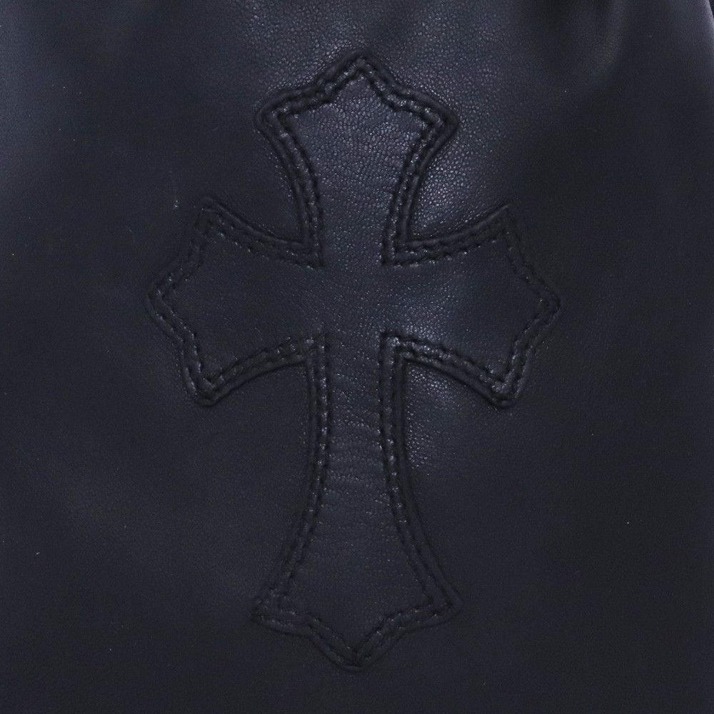 CHROME HEARTS クロスパッチドローストリングサックレザー巾着