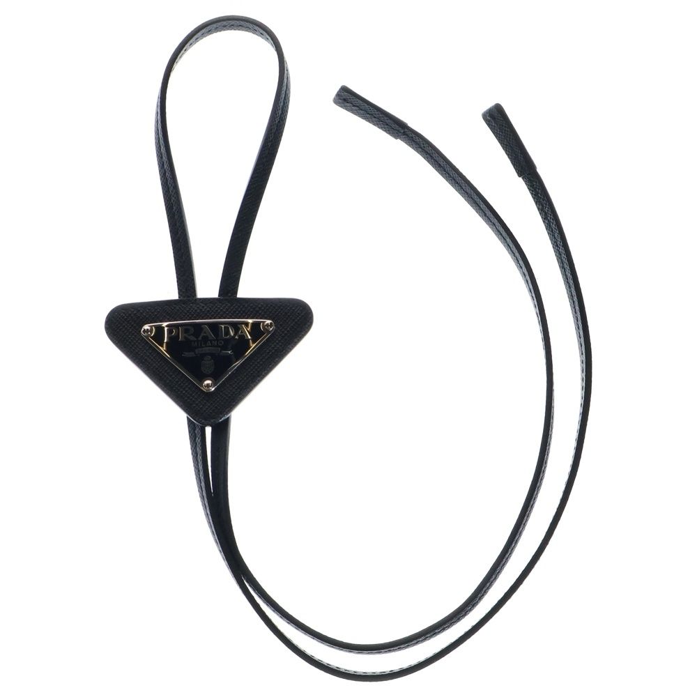 美品⭐︎PRADA サフィアーノ トライアングル レザー ブラック PRADA (プラダ) サフィアーノレザー トライアングルプレート