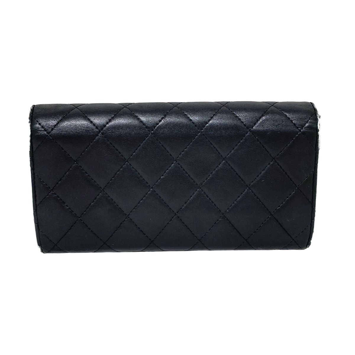 CHANEL(シャネル) 長財布 マトラッセ 黒 シルバー金具