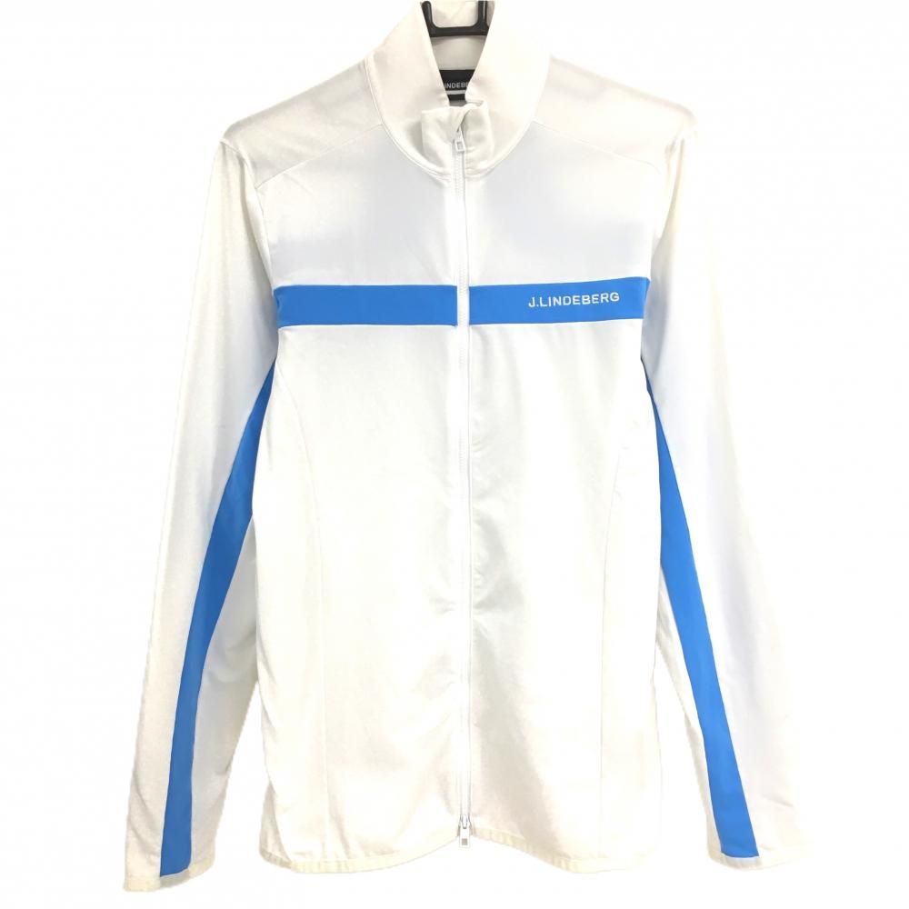 美品】ジェイリンドバーグ ジャケットブルゾン 白×ライトブルー 裏微